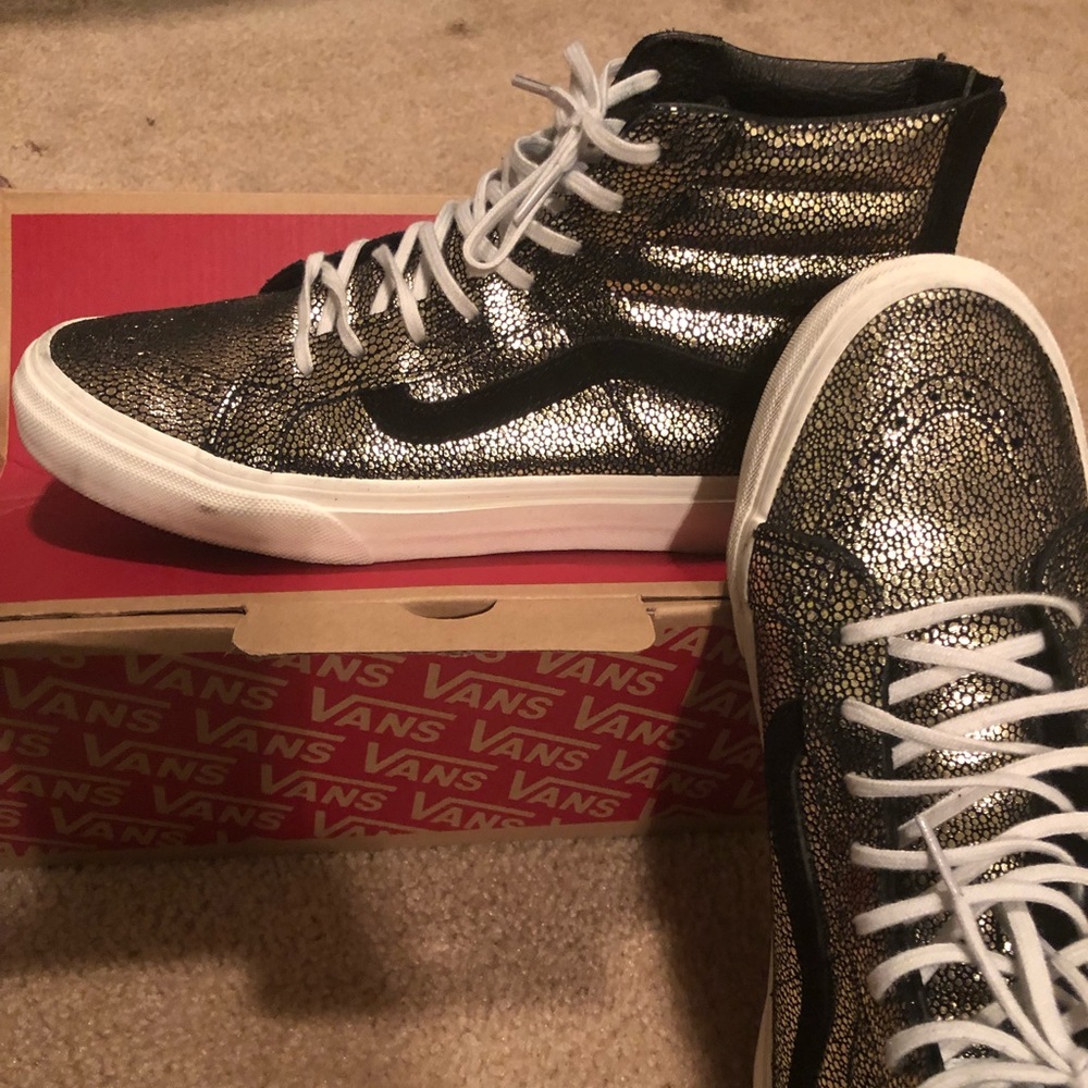 Vans Gold and Black SK8 Hightop Slim ZIP Sneakers